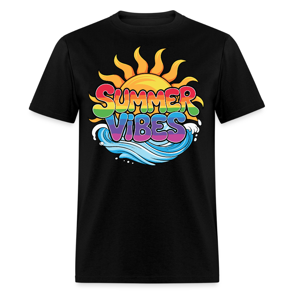 Summer Vibes Bright Sun And Ocean Wave T-shirt - black