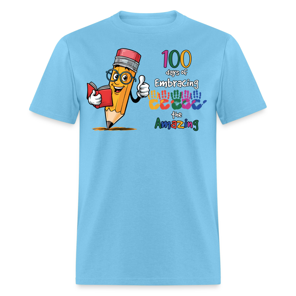 100 Days Of Embracing Learning Tee Back To School Teacher Gifts T-shirt - aquatic blue