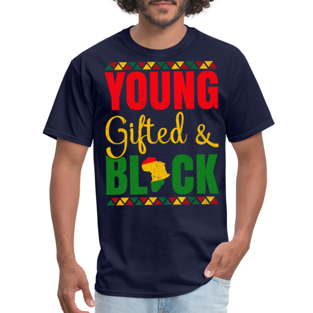 African Heritage Tee Young Gifted and Black T-Shirt - navy