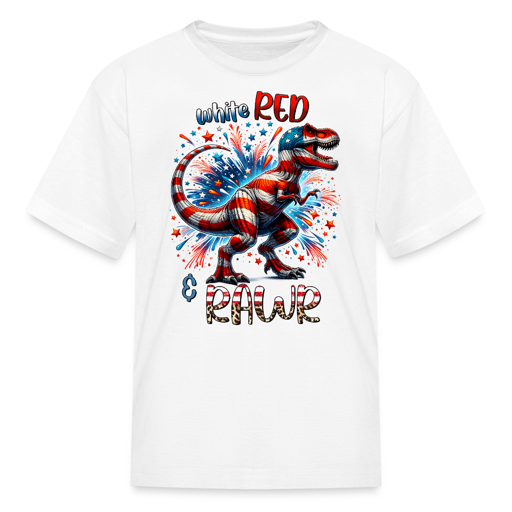 Red White And Blue Dino Kids' T-Shirt - white