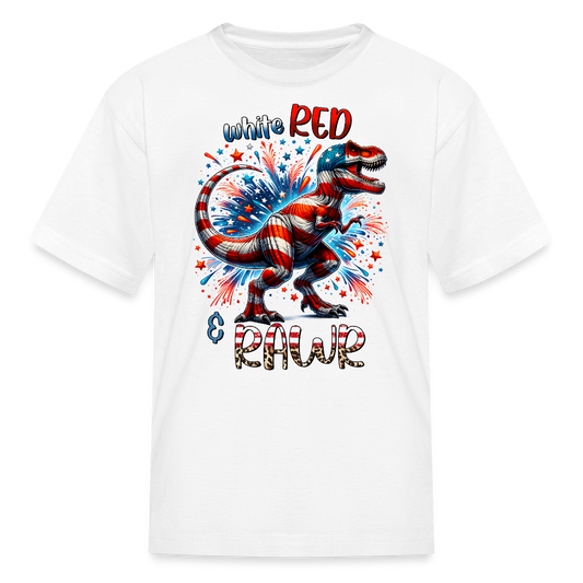 Red White And Blue Dino Kids' T-Shirt - white