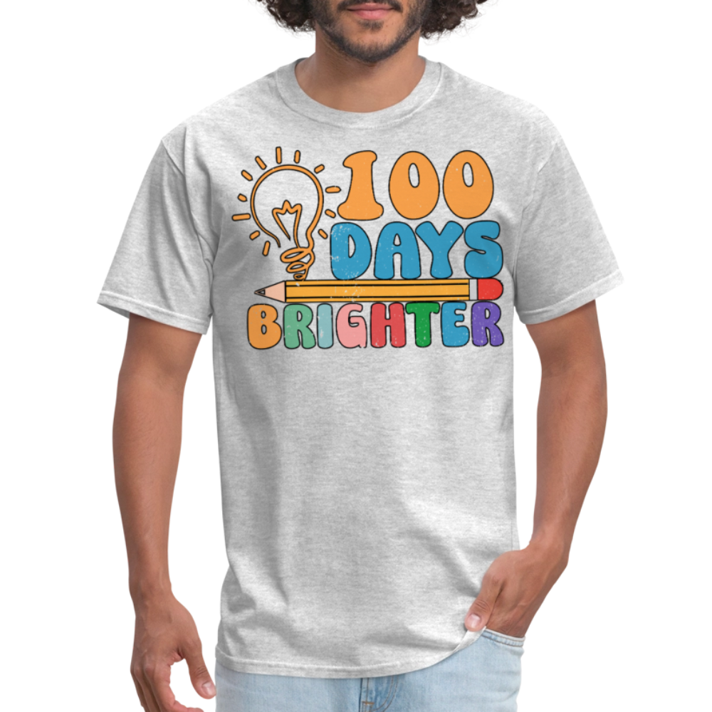 100 Days Brighter Shirt for Teachers Fun School Milestone T-Shirt - heather gray