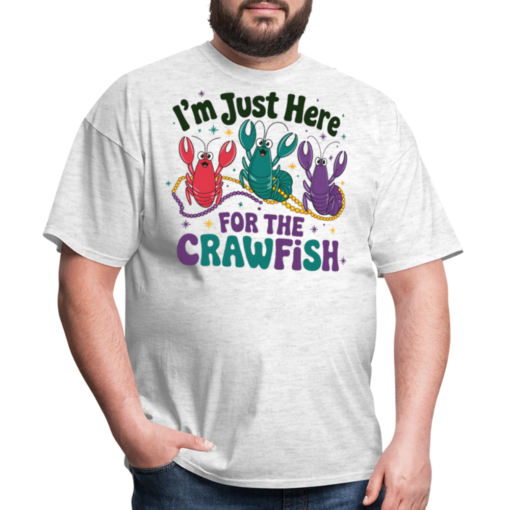 I'm Just Here For The Crawfish Tee Funny Mardi Gras Crawfish T-Shirt - light heather gray