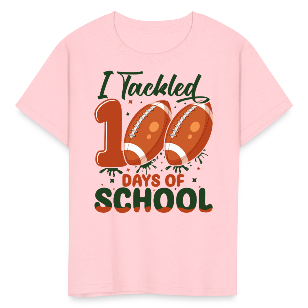 I Tackled 100 Days Of School Shirt Smarter Football Kids T-Shirt - pink