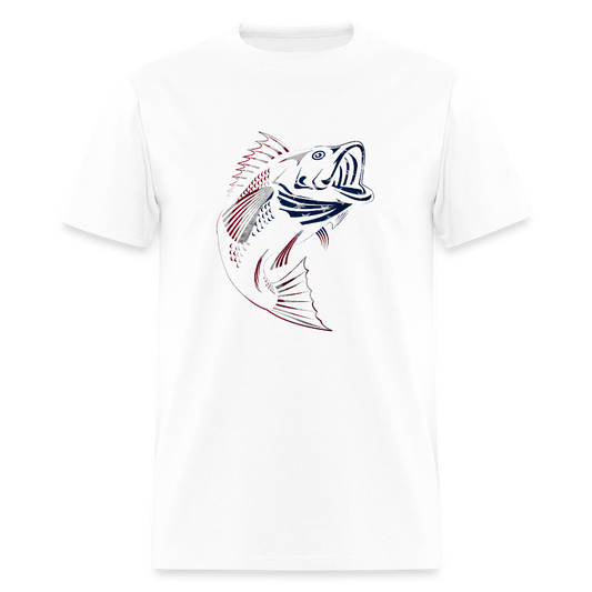 Patriotic Bass Fishing Graphic T-Shirt - white