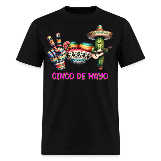 Cute Cactus Cinco de Mayo Tee Mexican-themed Party T-shirt - black