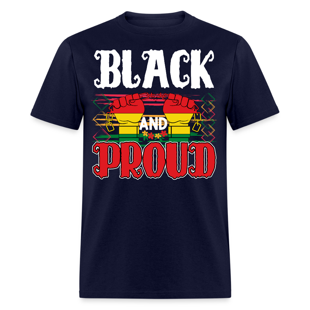 Black And Proud African American Pride T-shirt - navy