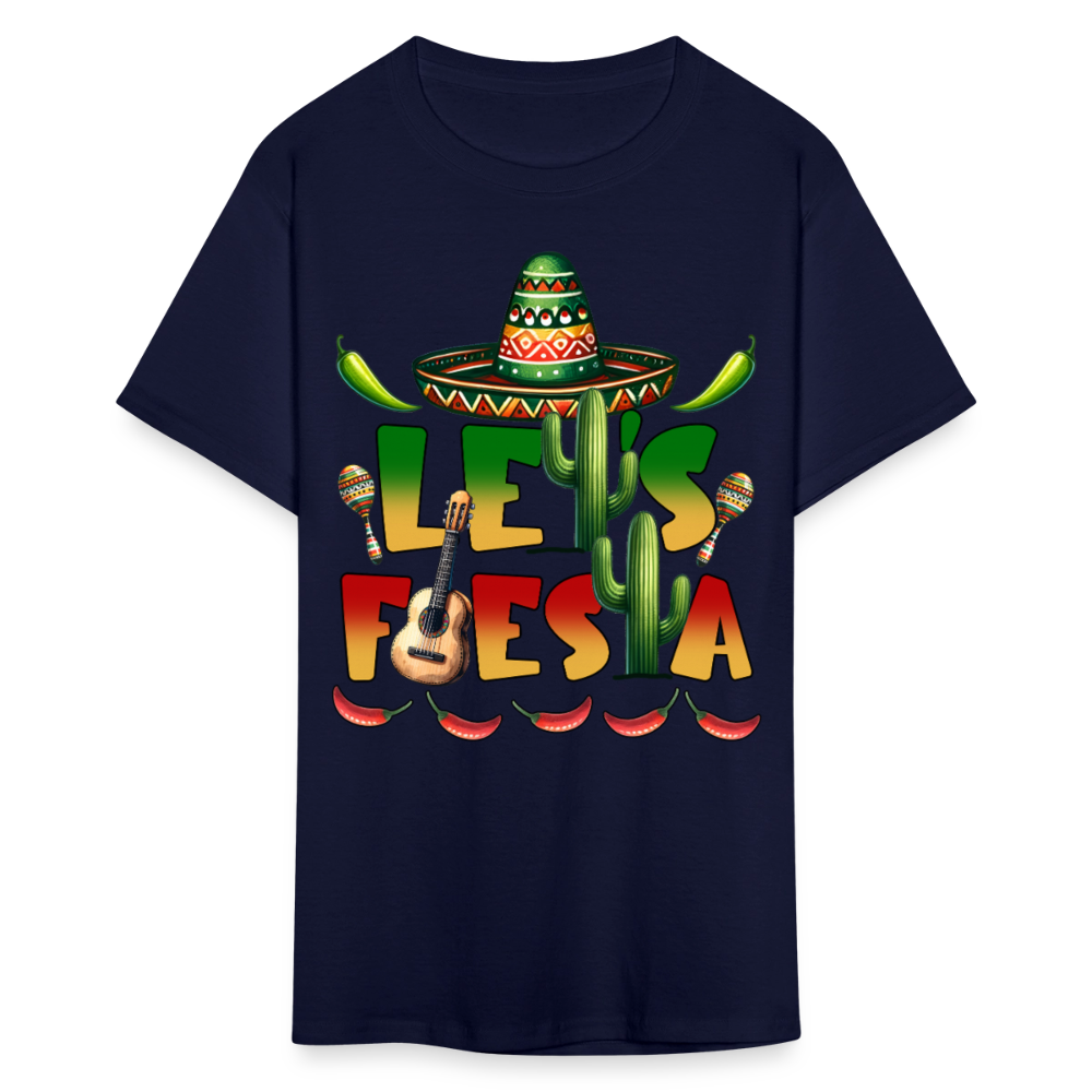 Let's Fiesta Mexican Shirt Sombrero And Cactus Party T-shirt - navy