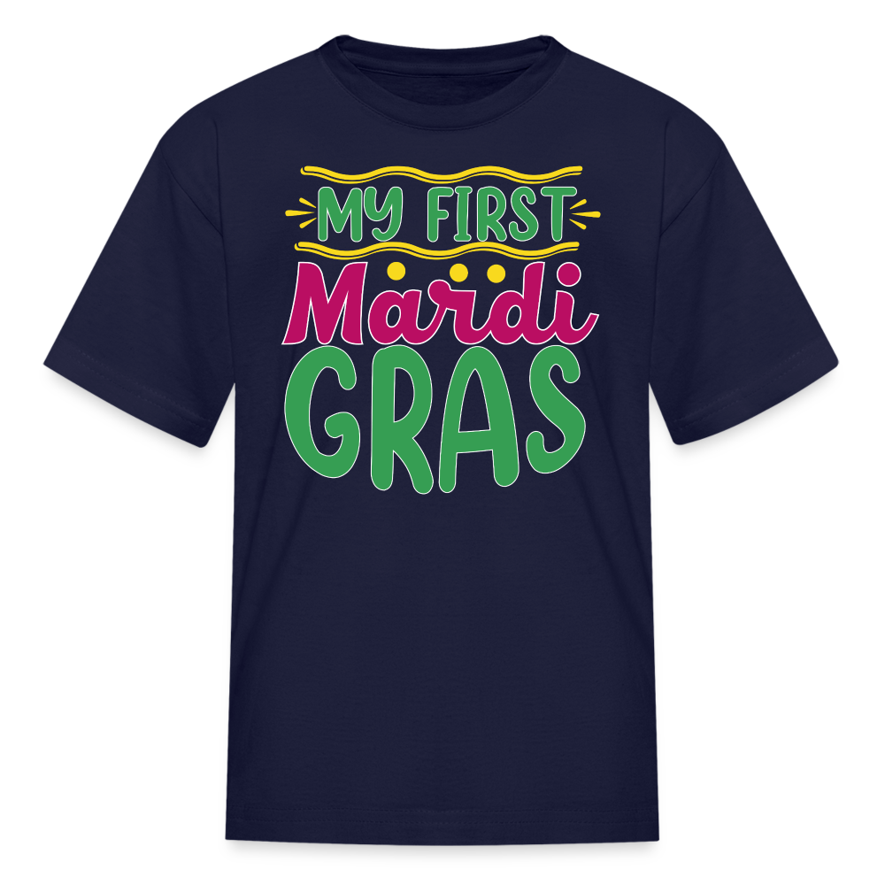 Baby’s First Mardi Gras Outfit Colorful Festival T-shirt - navy