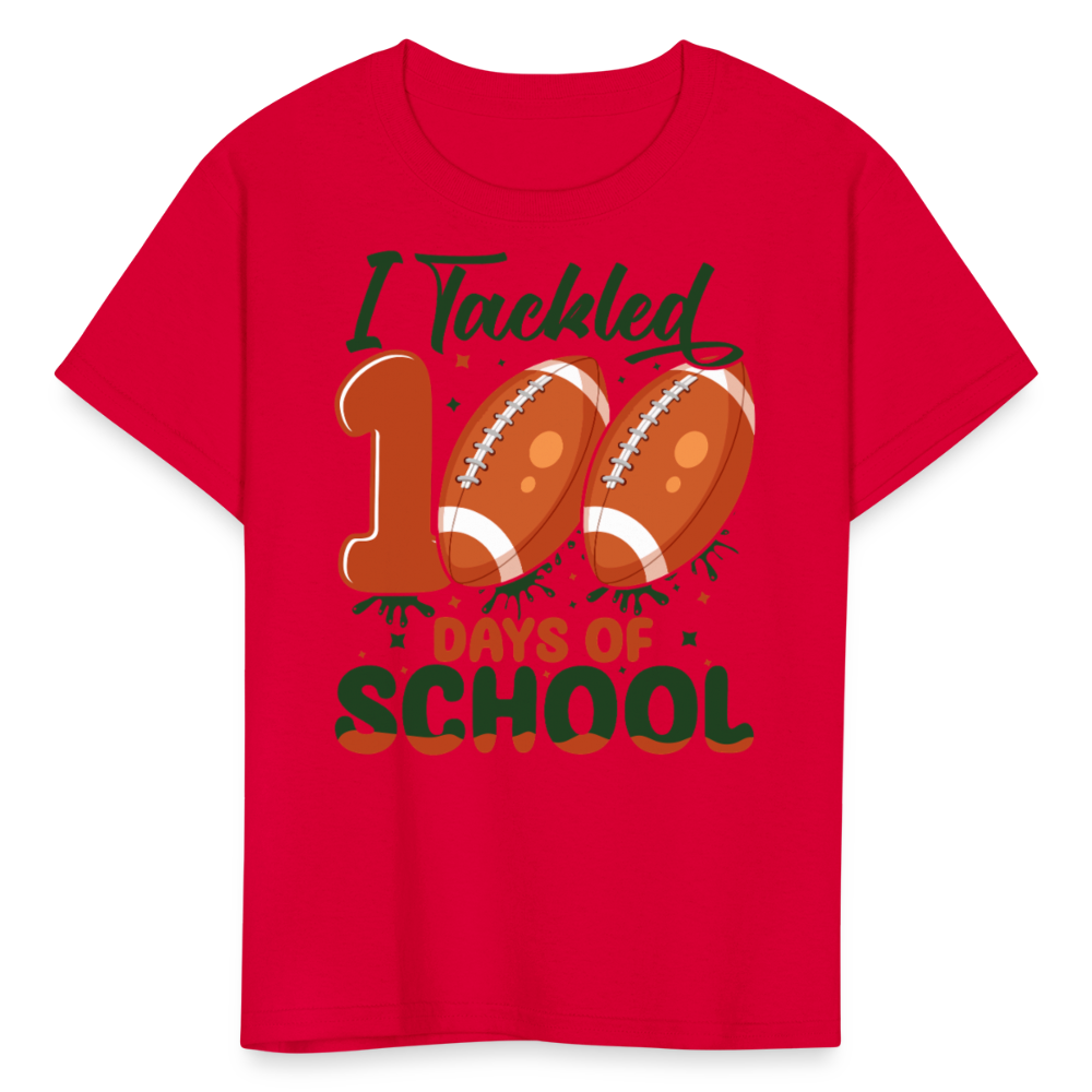 I Tackled 100 Days Of School Shirt Smarter Football Kids T-Shirt - red