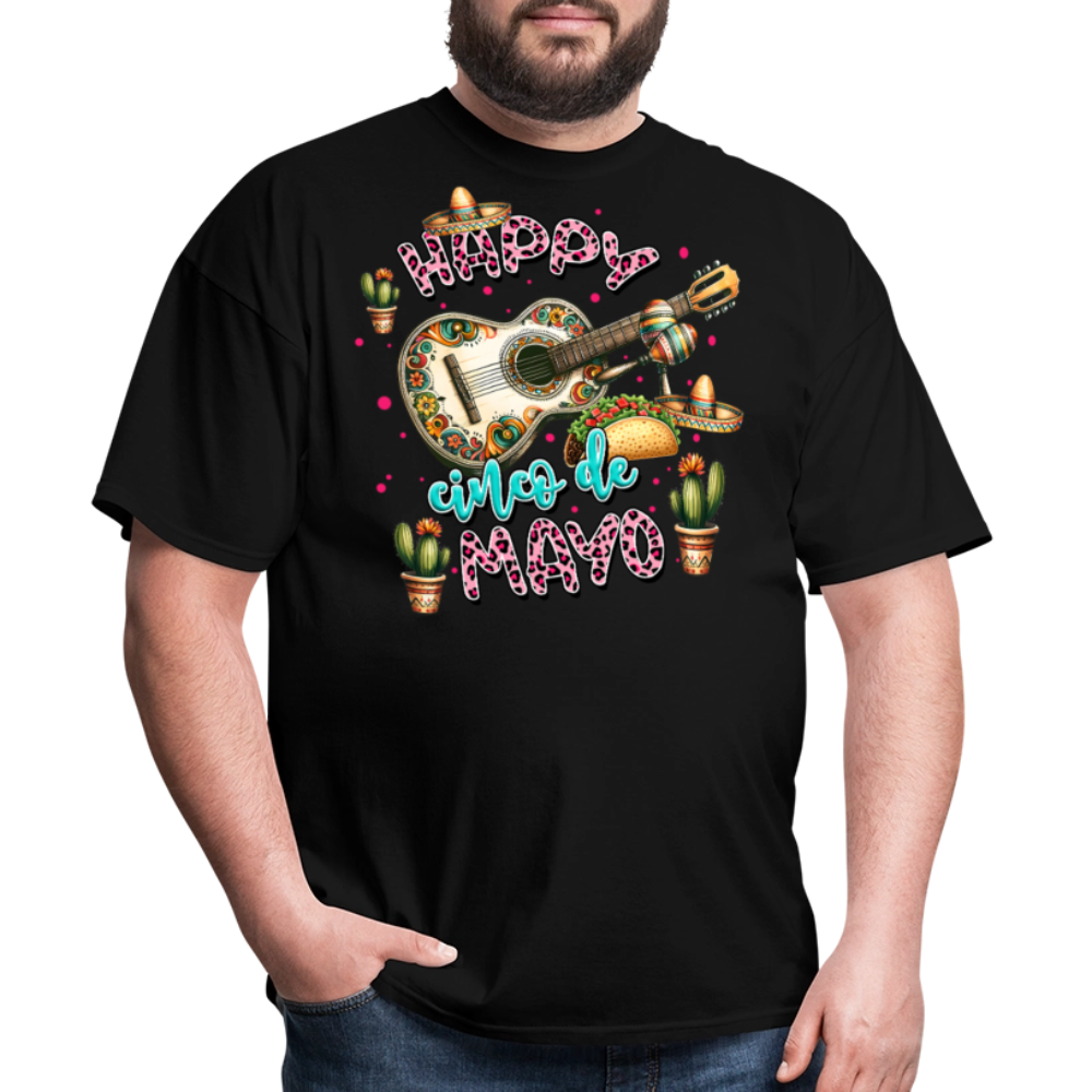 Cinco de Mayo Festive Shirt Mexican Culture Party Tee With Guitar And Sombrero T-shirt - black