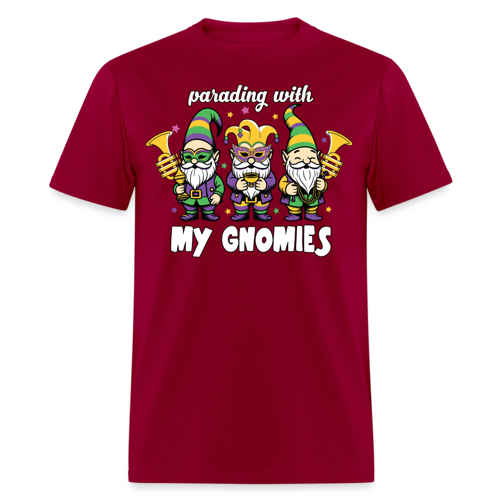 Parading With my Gnomies Festival Shirt Funny Mardi Gras T-shirt - dark red