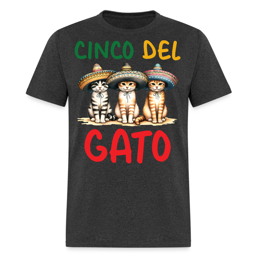 Cinco De Mayo Kitten Graphic Tee Funny Fiesta Cat T-shirt - heather black