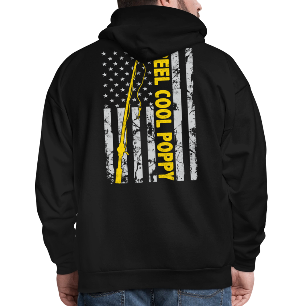 Reel Cool Poppy Patriotic Fishing Father's Day Hoodie - black