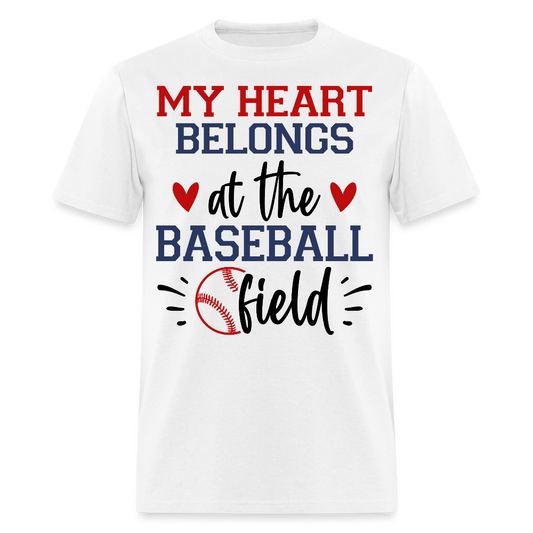 My Heart Belongs At The Baseball Field T-shirt - white