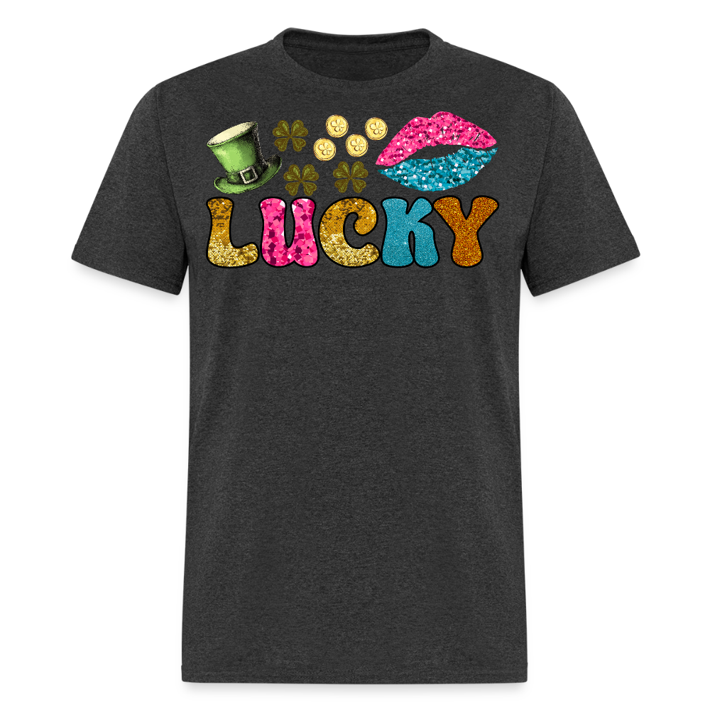 Lucky Charm Graphic Tee For Festive Wear T-shirt - heather black