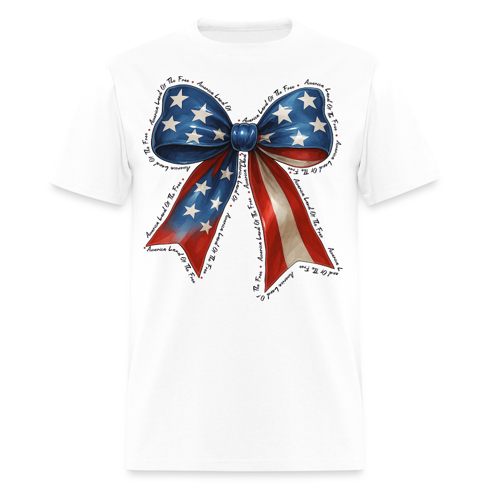 4th Of July Patriotic Bow T-Shirt - white