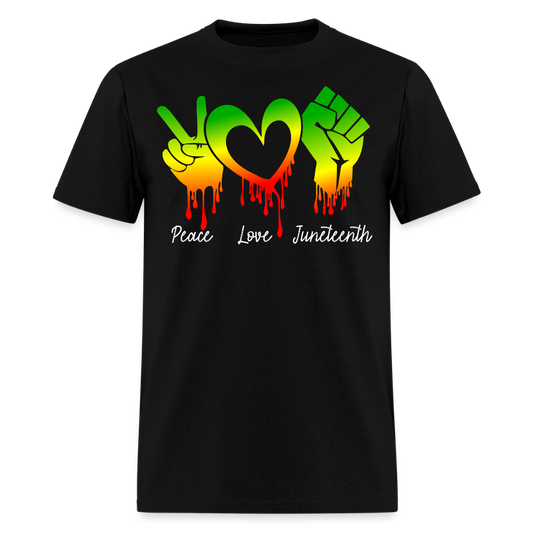 Juneteenth Peace Love Pan African Color T-Shirt - black