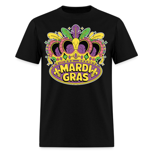 Mardi Gras Graphic Tee For Parties Colorful Mardi Gras Crown T-shirt - black