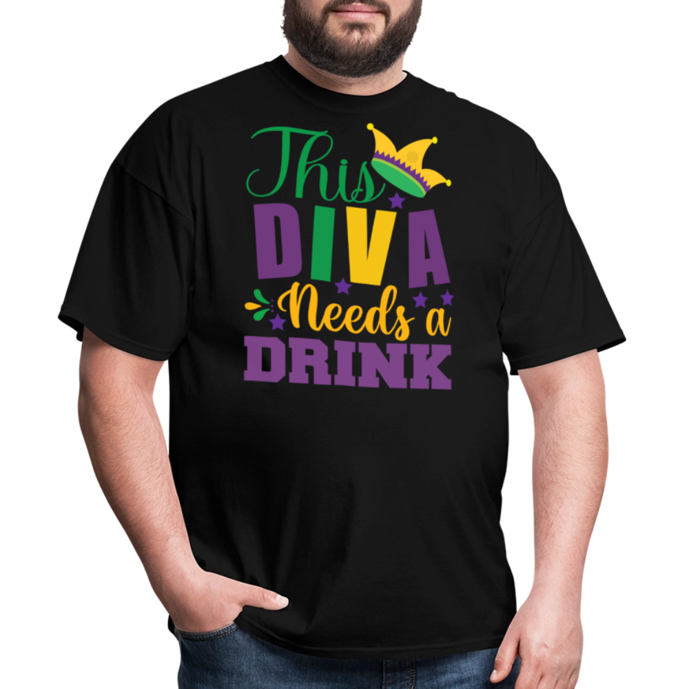 Mardi Gras Diva Drinking Shirt For Women Funny New Orleans T-shirt - black