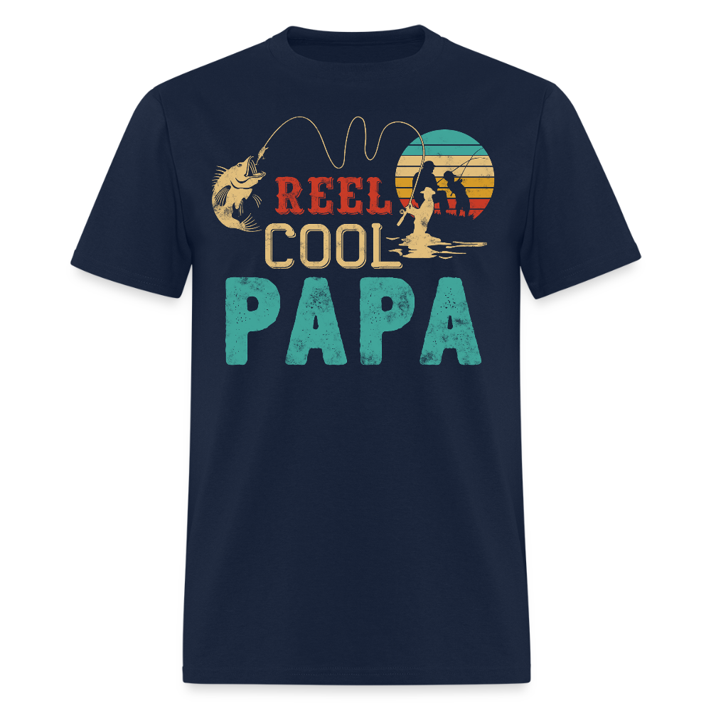 Reel Cool Papa Fishing Fathers Day Gift For Fisherman Dad T-shirt - navy