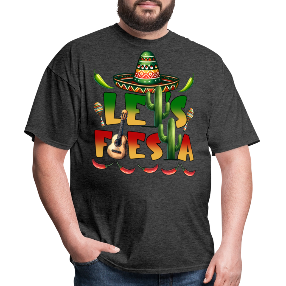 Let's Fiesta Mexican Shirt Sombrero And Cactus Party T-shirt - heather black