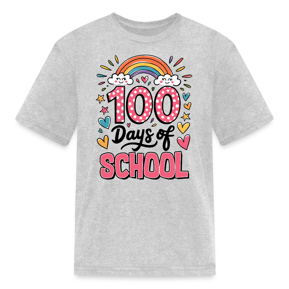 Rainbow Theme 100 Days of School Kids' T-Shirt - heather gray