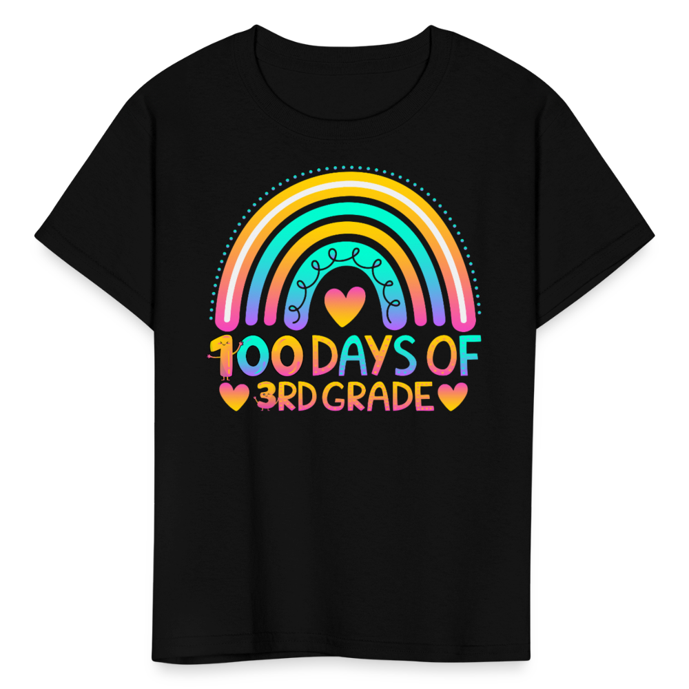 100 Days of 3rd Grade Rainbow Kids' T-Shirt - black