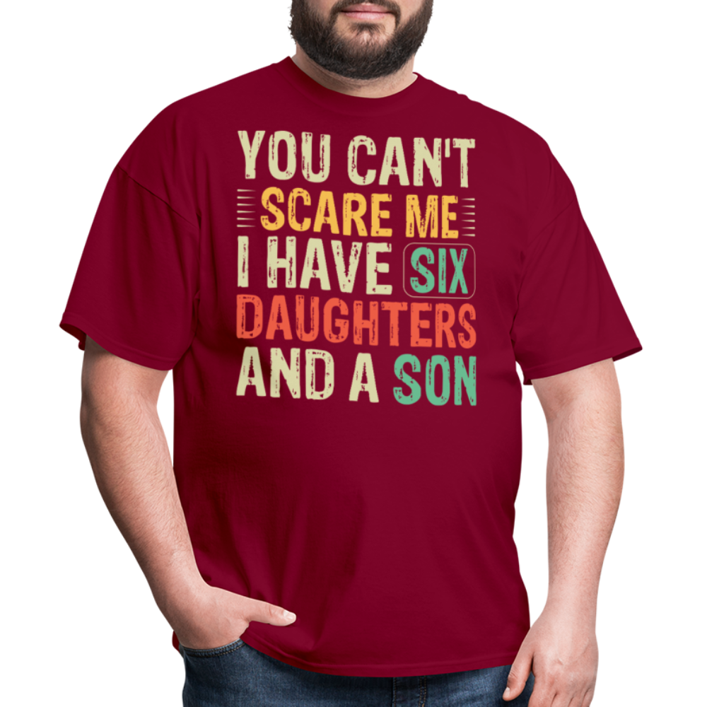 Gifts For Parents With Six Daughters And A Son Fathers Day T-shirt - burgundy