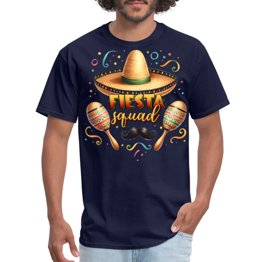 Sombrero And Maracas Party Tee Funny Cinco de Mayo Squad T-shirt - navy