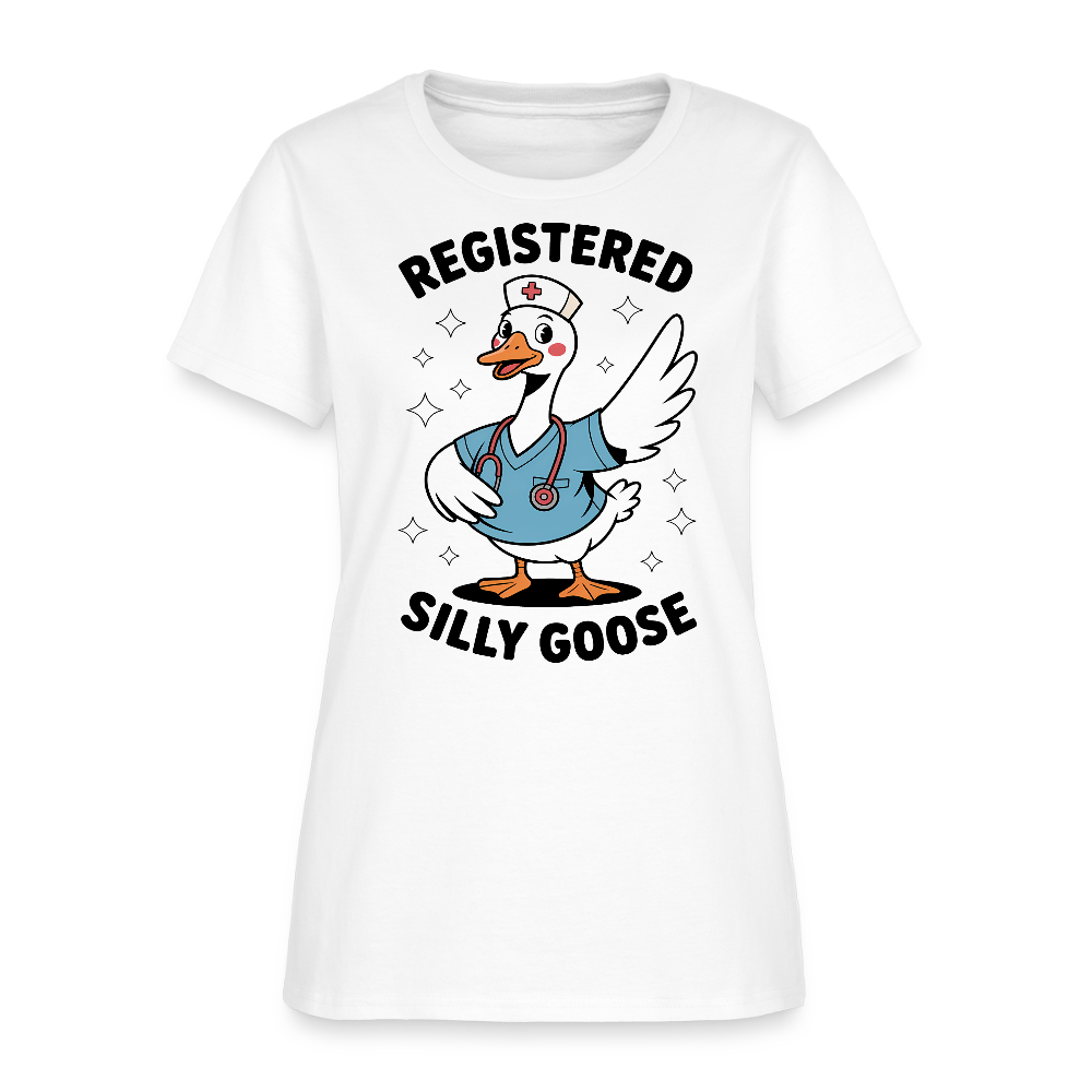 Registered Silly Goose Funny RN Nurse Gift T-Shirt - white