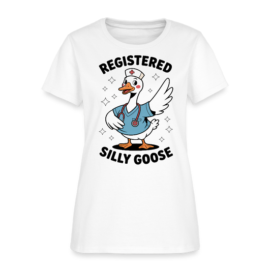 Registered Silly Goose Funny RN Nurse Gift T-Shirt - white