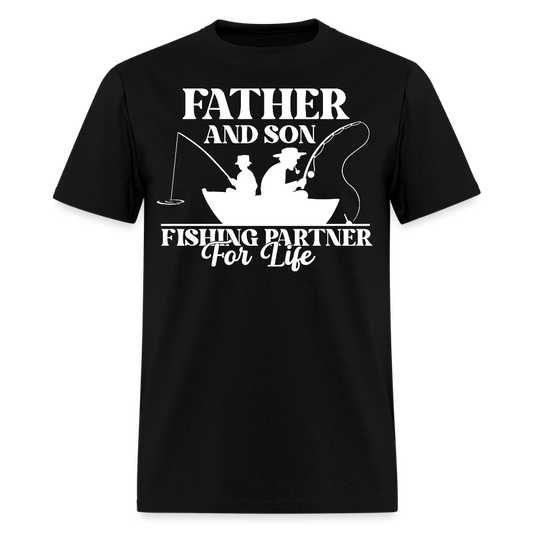 Father and Son Fishing Partner for Life T-Shirt - black
