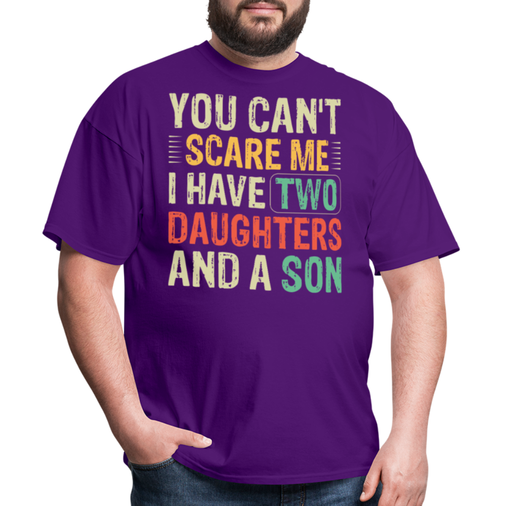 Funny T shirts for Parents with Kids I Have 2 Daughters & A Son T-Shirt - purple