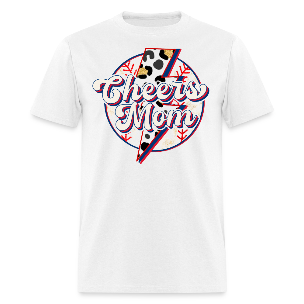 Lightning Bolt Cheers Mom Baseball Graphic T-shirt - white
