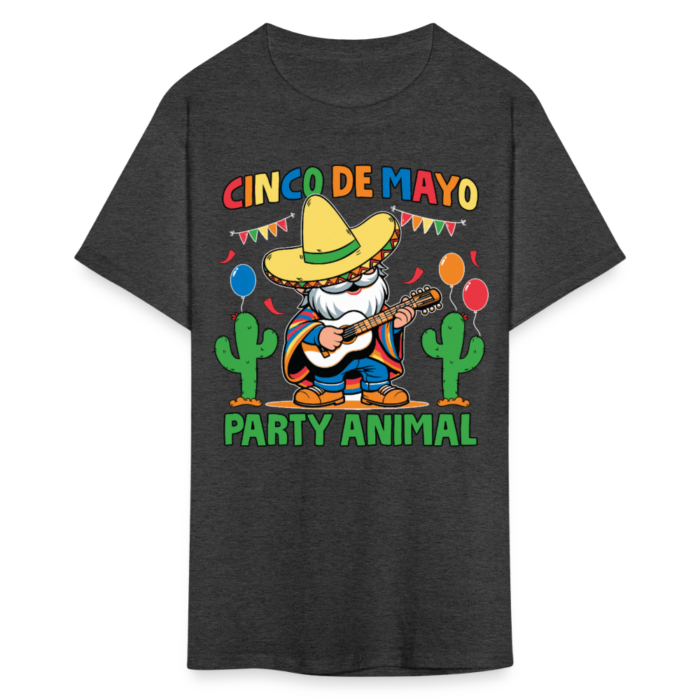 Cinco De Mayo Party Animal Funny Mexican Fiesta Gnome T-shirt - heather black