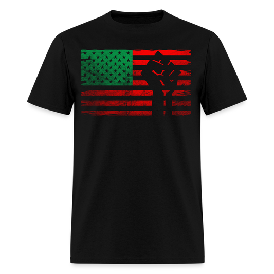 Pan African American Flag Black Power Fist  T-Shirt - black