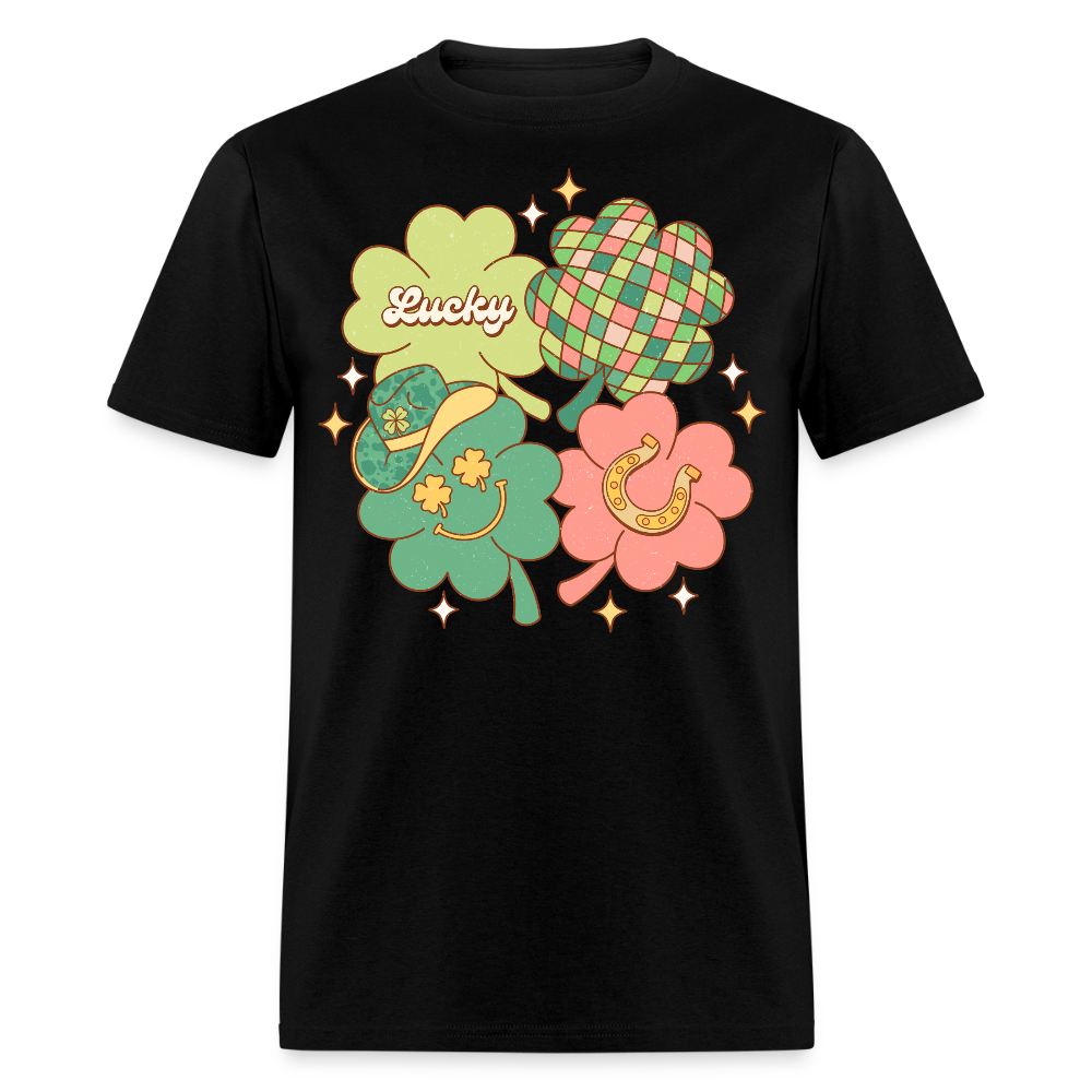 Cute Irish Shamrock Graphic Tee St Patrick’s Day Lucky Clover T-shirt - black