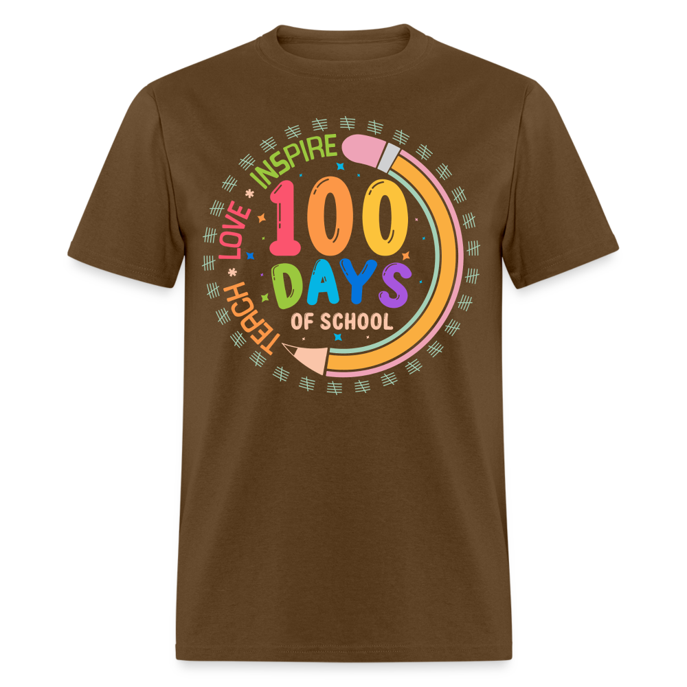 100th Days Of School Shirt For Teachers School Milestone Celebration T-shirt - brown