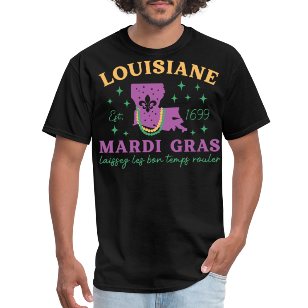 Louisiana State Pride Mardi Gras Tee Laissez Les Bon Temps Rouler T-shirt - black