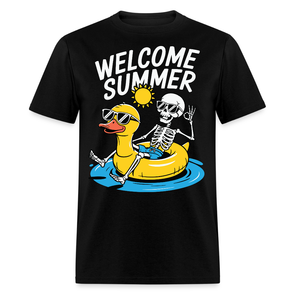 Duck Float Summer Skeleton On Vacation T-shirt - black
