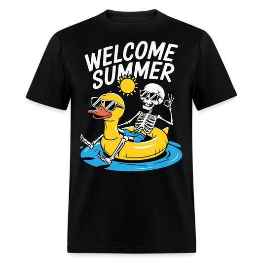 Duck Float Summer Skeleton On Vacation T-shirt - black
