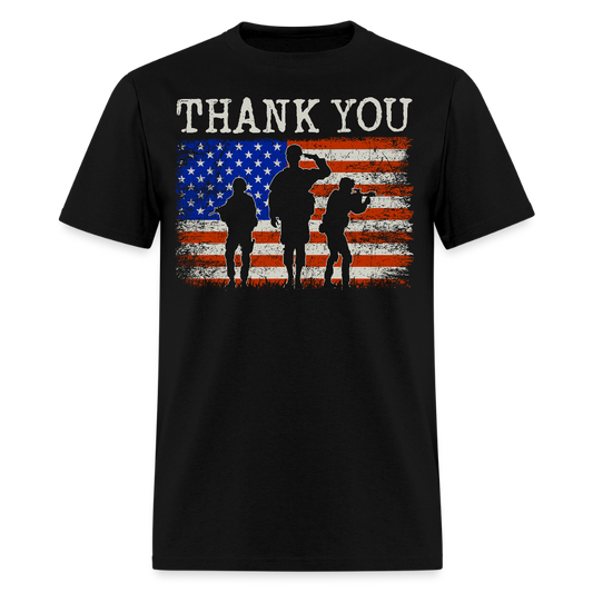Thank You Military American Flag T-Shirt - black