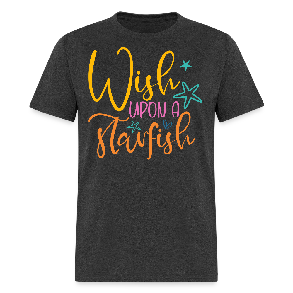 Wish Upon A Starfish Coastal Vacation T-shirt - heather black
