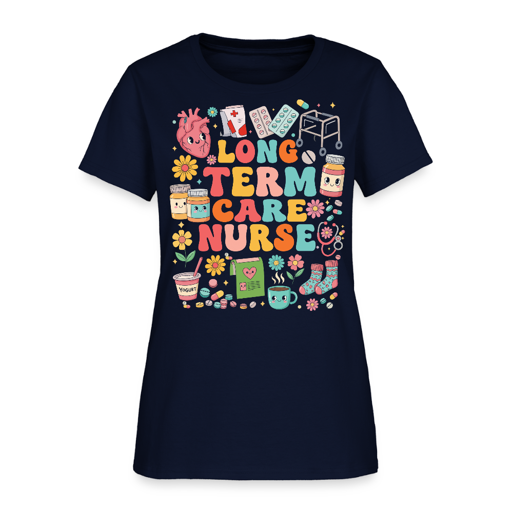 Cute Long Term Care Nurse T-Shirt - navy