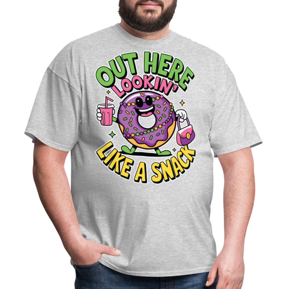 Out Here Looking Like A Snack Shirt Cool Cartoon Donut T-shirt - heather gray