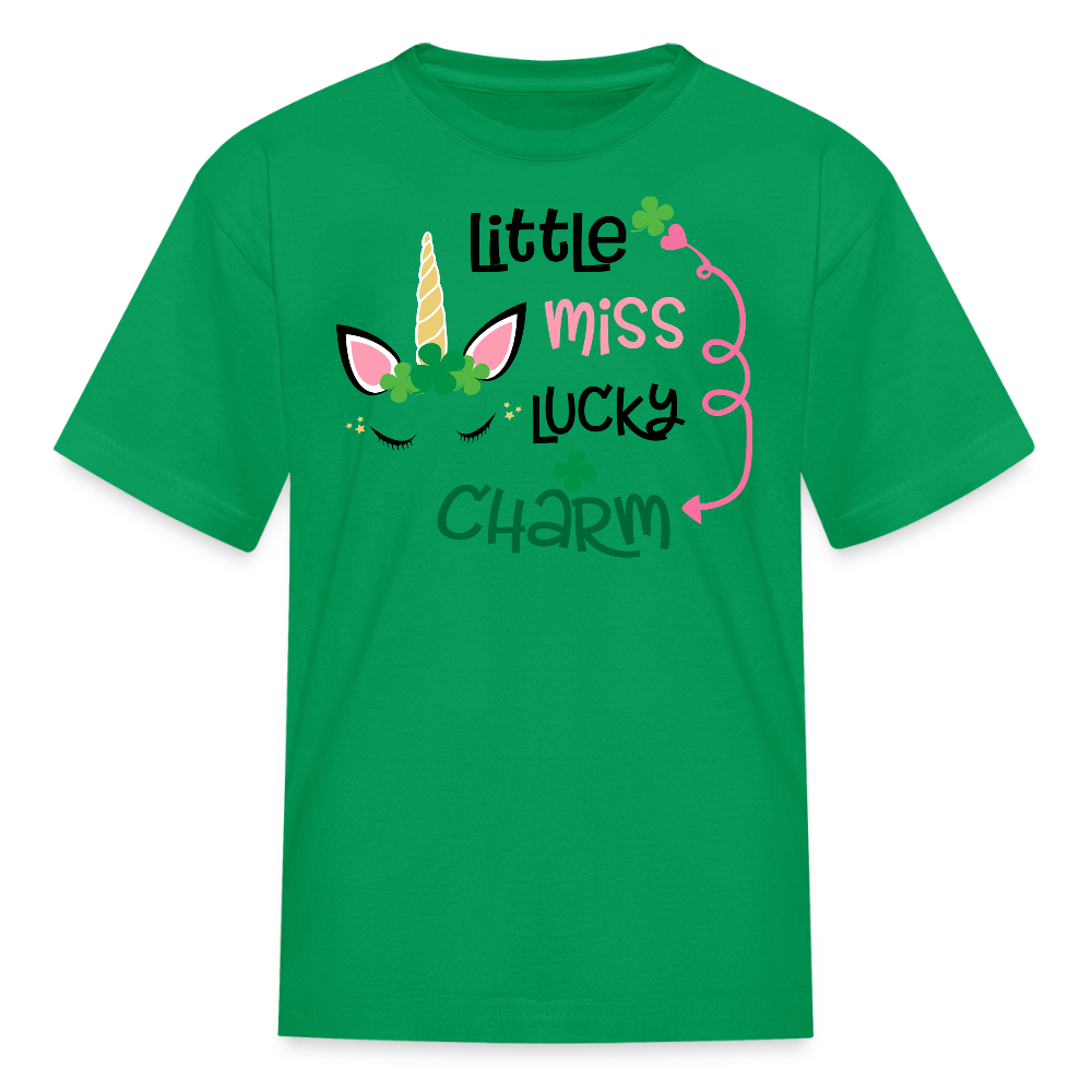 Little Miss Lucky Charm Toddler Outfit Cute Irish Unicorn T-shirt - kelly green