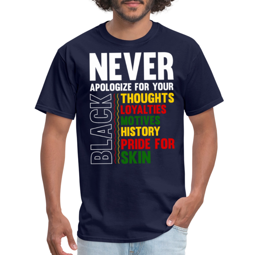 Never Apologize For Your Black Heritage Unisex T-shirt - navy