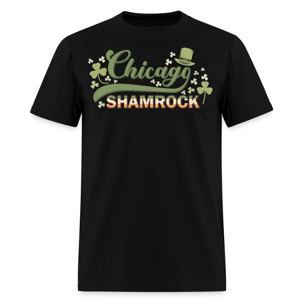 Leprechaun Hat Lucky Chicago Shamrock Graphic T-shirt - black