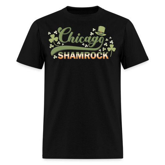 Leprechaun Hat Lucky Chicago Shamrock Graphic T-shirt - black